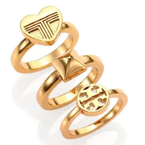 🆕 Authentic Tory Burch Stackable Gold Rings Band Ring Size 7 - Picture 8 of 11
